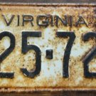 1959 Virginia license plate 725 727