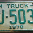 1978 North Carolina farm truck license plate FJ 5034