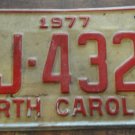 1977 North Carolina license plate DJ 4327