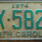 1974 North Carolina license plate DX 5824