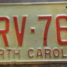 1973 North Carolina license plate BRV 765