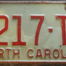 1973 North Carolina license plate 4217 TL