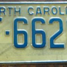 1972 North Carolina license plate F 6626