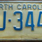 1972 North Carolina license plate BJ 3440