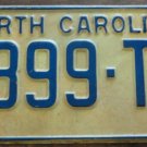 1972 North Carolina license plate 5899 TC