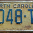 1972 North Carolina license plate 1048 TV
