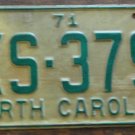 1971 North Carolina license plate XS 379