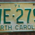 1971 North Carolina license plate WE 279