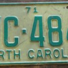 1971 North Carolina license plate WC 484
