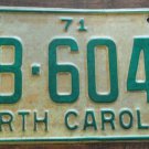 1971 North Carolina license plate AB 6047