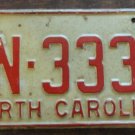 1970 North Carolina license plate HN 3335