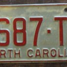 1970 North Carolina license plate 7687 TC