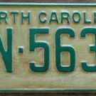 1969 North Carolina license plate ZN 5635