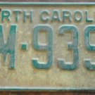 1969 North Carolina license plate ZM 9390