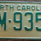 1969 North Carolina license plate ZM 9356