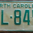 1969 North Carolina license plate SL 845