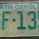 1969 North Carolina license plate SF 135