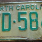 1969 North Carolina license plate SD 584