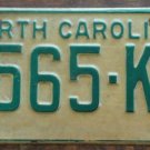 1969 North Carolina license plate 6565 KK