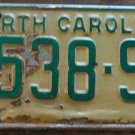 1969 North Carolina license plate 6538 SN
