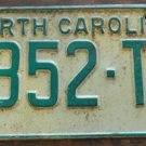 1969 North Carolina license plate 5852 TX