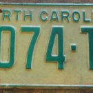 1969 North Carolina license plate 4074 TM
