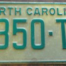 1969 North Carolina license plate 3850 TM