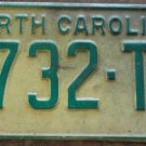 1969 North Carolina license plate 2732 TM