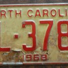 1968 North Carolina license plate FL 3783