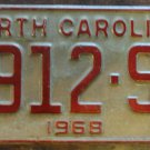1968 North Carolina license plate 7912 SH