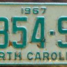 1967 North Carolina passenger truck license plate 3854 SV