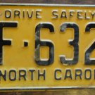 1962 North Carolina license plate YF 6326