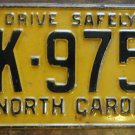 1962 North Carolina license plate DK 9753
