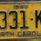 1966 North Carolina license plate 2331 KE