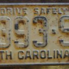 1958 North Carolina passenger truck license plate 2393 SJ