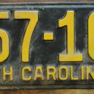 1953 North Carolina license plate 557 169