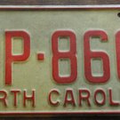1970 North Carolina license plate HP 866