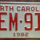 1982 North Carolina license plate ZEM 911 with January 1983 stickers