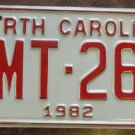 1982 North Carolina license plate YMT 260 with January 1983 stickers