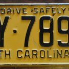 1960 North Carolina license plate AY 7890