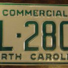 NOS 1988 North Carolina commercial license plate BL 2800