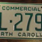 NOS 1988 North Carolina commercial license plate BL 2798