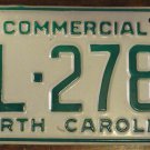NOS 1988 North Carolina commercial license plate BL 2784