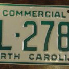 NOS 1988 North Carolina commercial license plate BL 2782