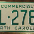 NOS 1988 North Carolina commercial license plate BL 2781