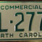 NOS 1988 North Carolina commercial license plate BL 2777