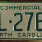 NOS 1988 North Carolina commercial license plate BL 2762