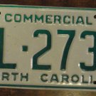 NOS 1988 North Carolina commercial license plate BL 2737