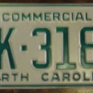 NOS 1984 North Carolina commercial license plate AK 3187