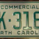 NOS 1984 North Carolina commercial license plate AK 3186
